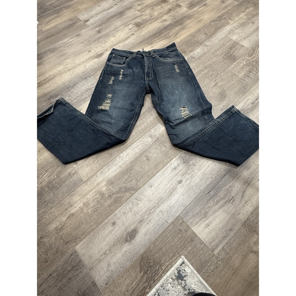 Jordan Craig Jeans Mens 34x32 Dark Blue Denim Pants Sean‎ Distressed Y2K